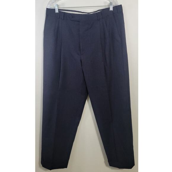 Krizia Dress Pants Mens Size 38x29 Dark Blue Cuffed Pleated Made in Italy Slacks - Picture 3 of 10